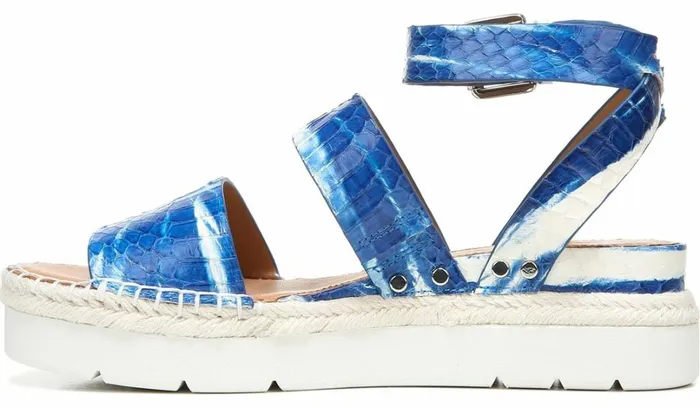 Sandals Women Franco Sarto Sarto Calvin Wedge Sandal Blue Snake Leather
