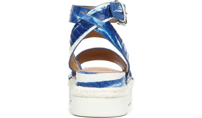 Sandals Women Franco Sarto Sarto Calvin Wedge Sandal Blue Snake Leather