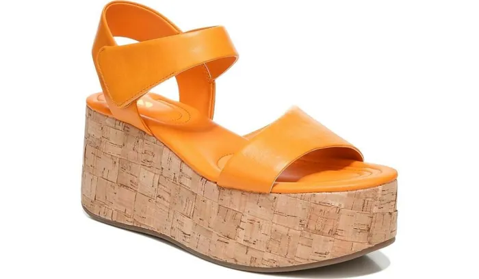 Sandals Women Franco Sarto Sarto Demi 2 Platform Wedge Sandal Orange Leather