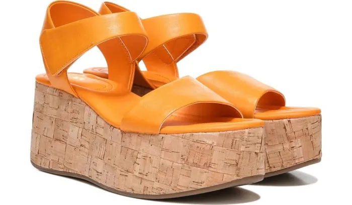 Sandals Women Franco Sarto Sarto Demi 2 Platform Wedge Sandal Orange Leather