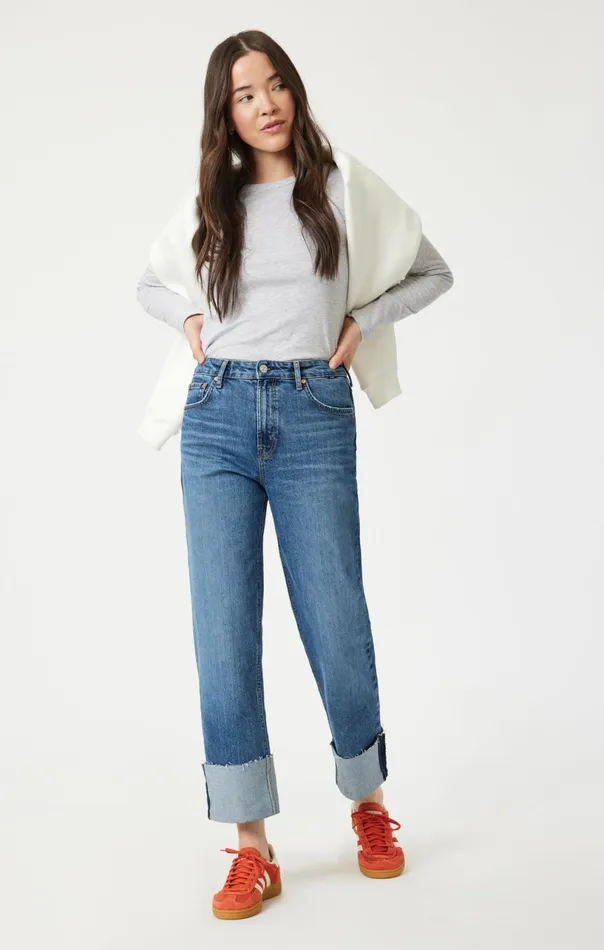 Savannah Cuffed Straight Leg In Shaded Classic Blue Women Mavi Jeans Denim
