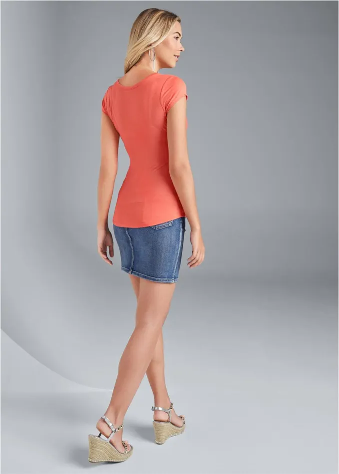 SCOOP NECK TOP Coral Women VENUS Venus Basics Tops