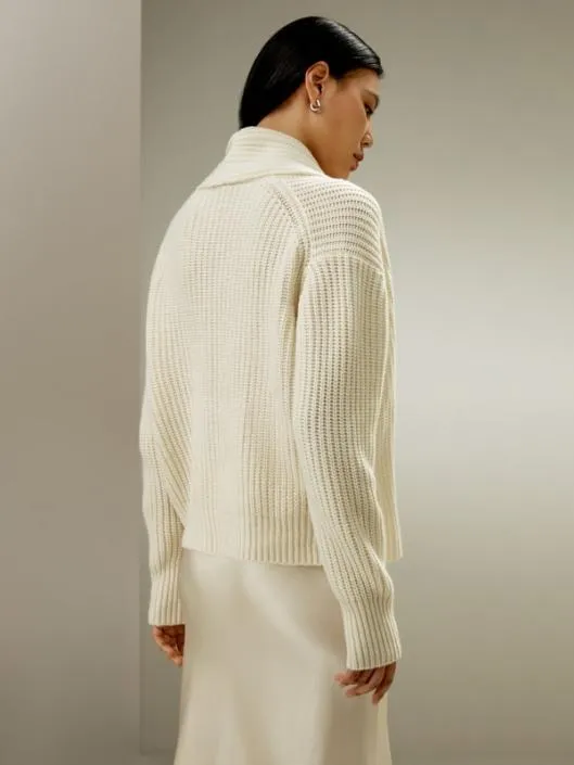 Shawl Collar Drop Shoulder Knit Cardigan Women Lilysilk Knitwear