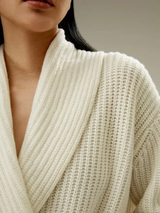 Shawl Collar Drop Shoulder Knit Cardigan Women Lilysilk Knitwear