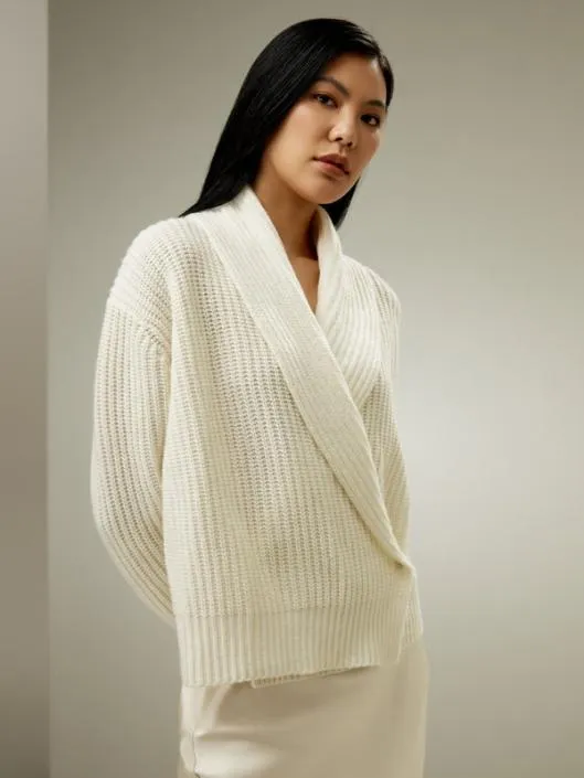Shawl Collar Drop Shoulder Knit Cardigan Women Lilysilk Knitwear