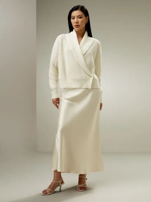 Shawl Collar Drop Shoulder Knit Cardigan Women Lilysilk Knitwear