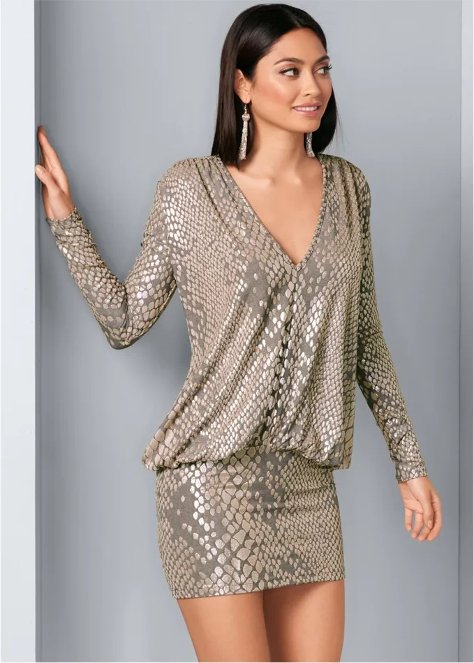 SHIMMER DETAIL DRESS Silver Multi Women VENUS Short Dresses
