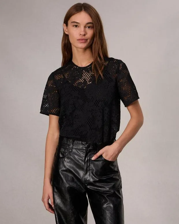 Shirts and Tops Women Rag and Bone Sammie Lace TShirt Black