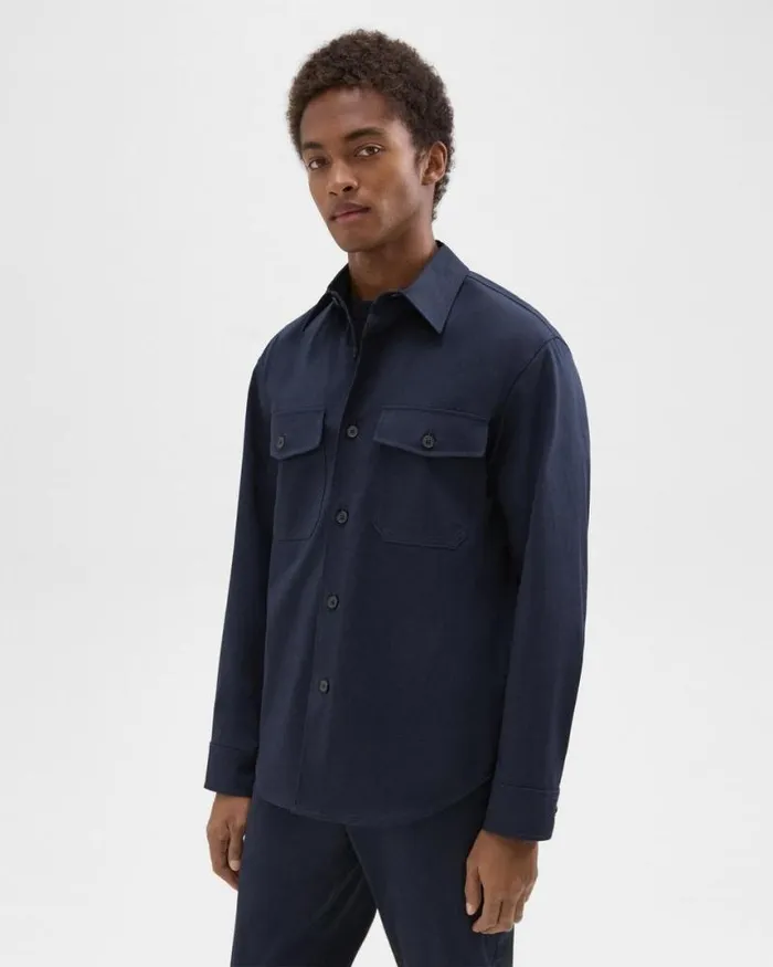 Shirts Men Theory Garvin Shirt Jacket In Organic Cotton Baltic Shirts Men Theory Garvin Shirt Jacket In Organic Cotton Baltic