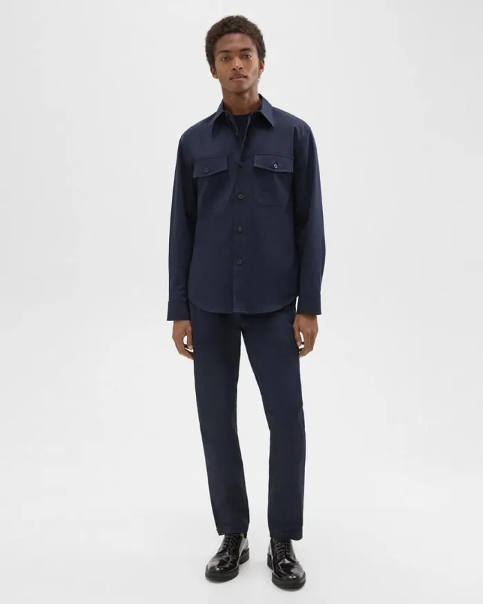Shirts Men Theory Garvin Shirt Jacket In Organic Cotton Baltic Shirts Men Theory Garvin Shirt Jacket In Organic Cotton Baltic