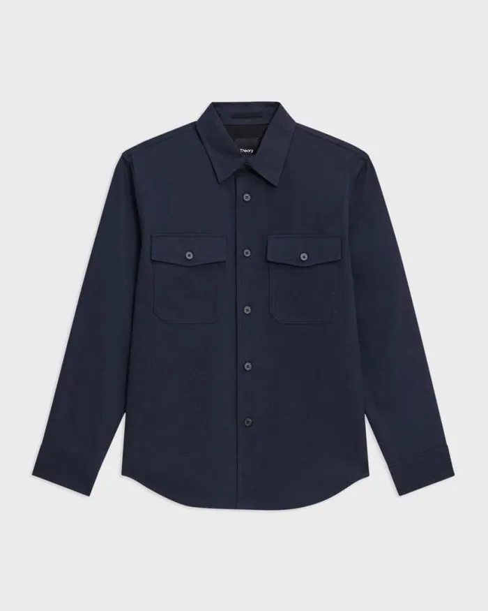 Shirts Men Theory Garvin Shirt Jacket In Organic Cotton Baltic Shirts Men Theory Garvin Shirt Jacket In Organic Cotton Baltic