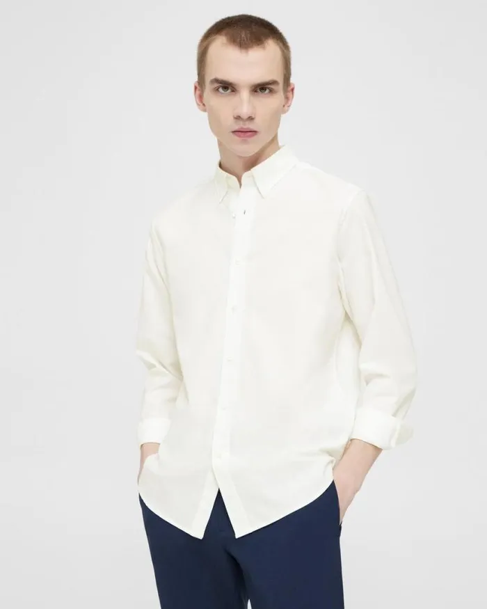 Shirts Men Theory Irving Shirt In Oxford Cotton Optic White