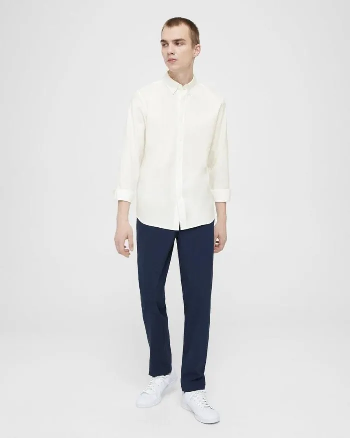 Shirts Men Theory Irving Shirt In Oxford Cotton Optic White Shirts Men Theory Irving Shirt In Oxford Cotton Optic White