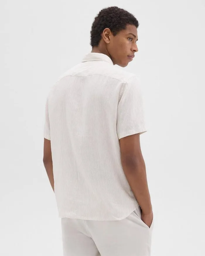 Shirts Men Theory Irving ShortSleeve Shirt In Relaxed Linen Whitesand Shirts Men Theory Irving ShortSleeve Shirt In Relaxed Linen Whitesand