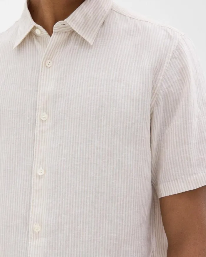 Shirts Men Theory Irving ShortSleeve Shirt In Relaxed Linen Whitesand Shirts Men Theory Irving ShortSleeve Shirt In Relaxed Linen Whitesand