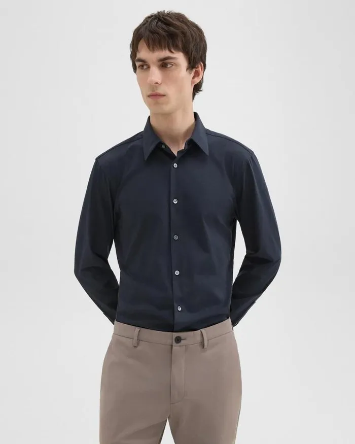 Shirts Men Theory Sylvain Shirt In Structure Knit Eclipse Shirts Men Theory Sylvain Shirt In Structure Knit Eclipse