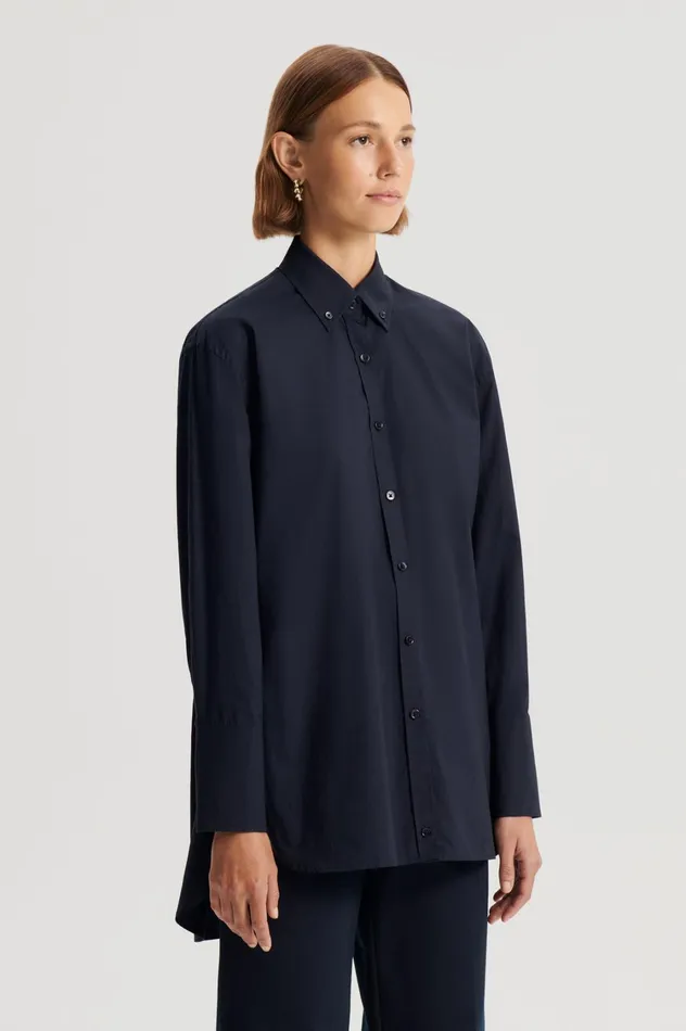 Shirts Women Scanlan Theodore PARACHUTE COTTON SHIRT Navy Shirts Women Scanlan Theodore PARACHUTE COTTON SHIRT Navy