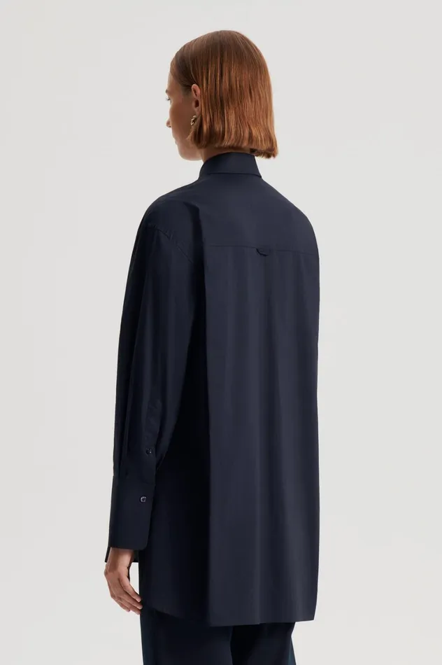 Shirts Women Scanlan Theodore PARACHUTE COTTON SHIRT Navy Shirts Women Scanlan Theodore PARACHUTE COTTON SHIRT Navy