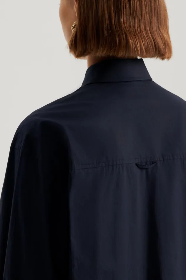 Shirts Women Scanlan Theodore PARACHUTE COTTON SHIRT Navy Shirts Women Scanlan Theodore PARACHUTE COTTON SHIRT Navy