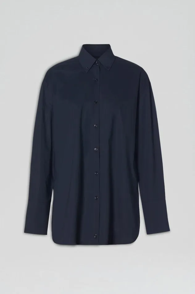 Shirts Women Scanlan Theodore PARACHUTE COTTON SHIRT Navy Shirts Women Scanlan Theodore PARACHUTE COTTON SHIRT Navy