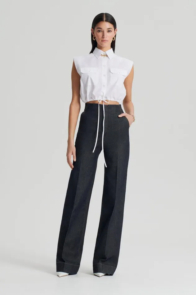 Shirts Women Scanlan Theodore PARACHUTE CROP SHIRT White