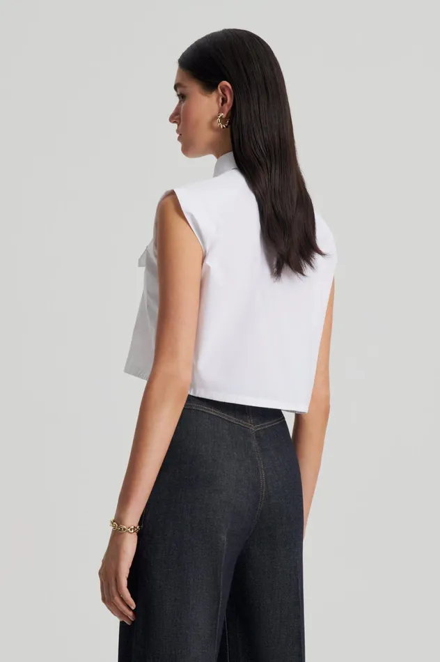 Shirts Women Scanlan Theodore PARACHUTE CROP SHIRT White Shirts Women Scanlan Theodore PARACHUTE CROP SHIRT White