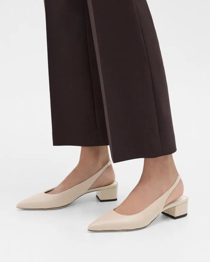 Shoes Women Theory Slingback Pump In Leather Light Nude