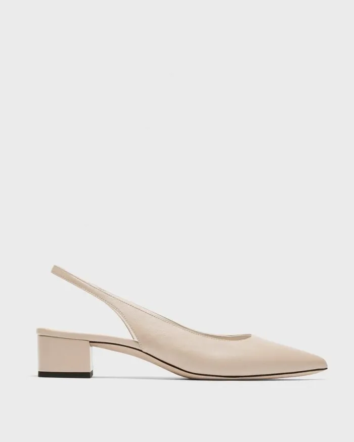 Shoes Women Theory Slingback Pump In Leather Light Nude