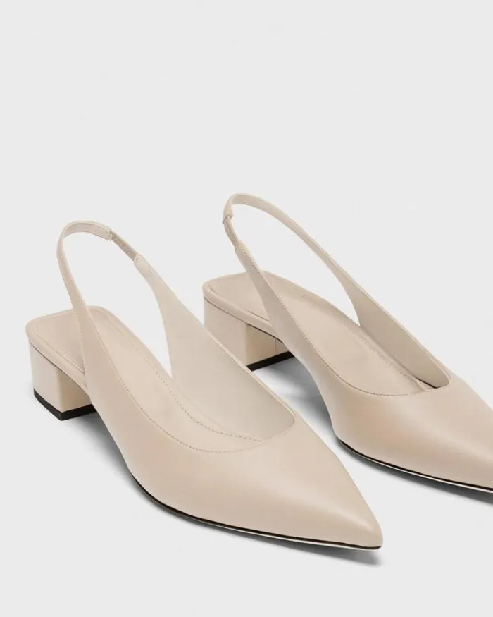 Shoes Women Theory Slingback Pump In Leather Light Nude