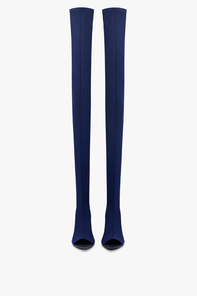 Shoes Women Victoria Beckham Peep Toe Stretch Jersey Boot In Ultraviolet Shoes Women Victoria Beckham Peep Toe Stretch Jersey Boot In Ultraviolet