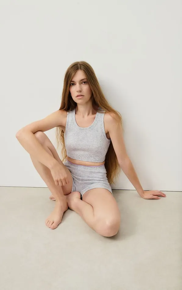 Shorts Evona Melange Light Grey Women American Vintage Shorts Shorts Evona Melange Light Grey Women American Vintage Shorts