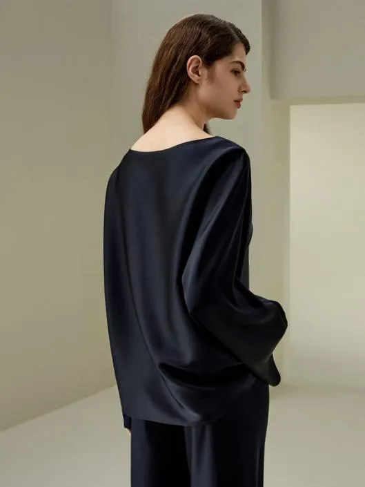 Silk Charmeuse Crewneck Blouse Women Blouses Lilysilk Shirts