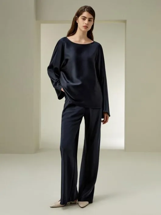 Silk Charmeuse Crewneck Blouse Women Blouses Lilysilk Shirts