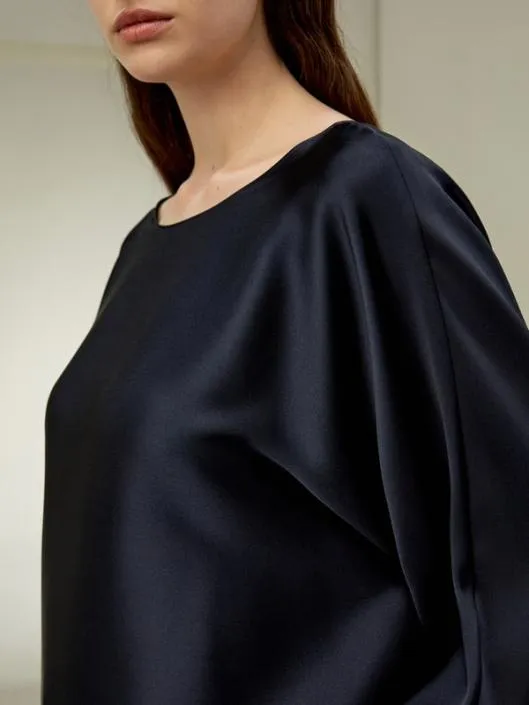Silk Charmeuse Crewneck Blouse Women Blouses Lilysilk Shirts