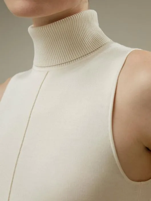Silk Knitted Turtleneck Sleeveless Top Women Lilysilk Tops