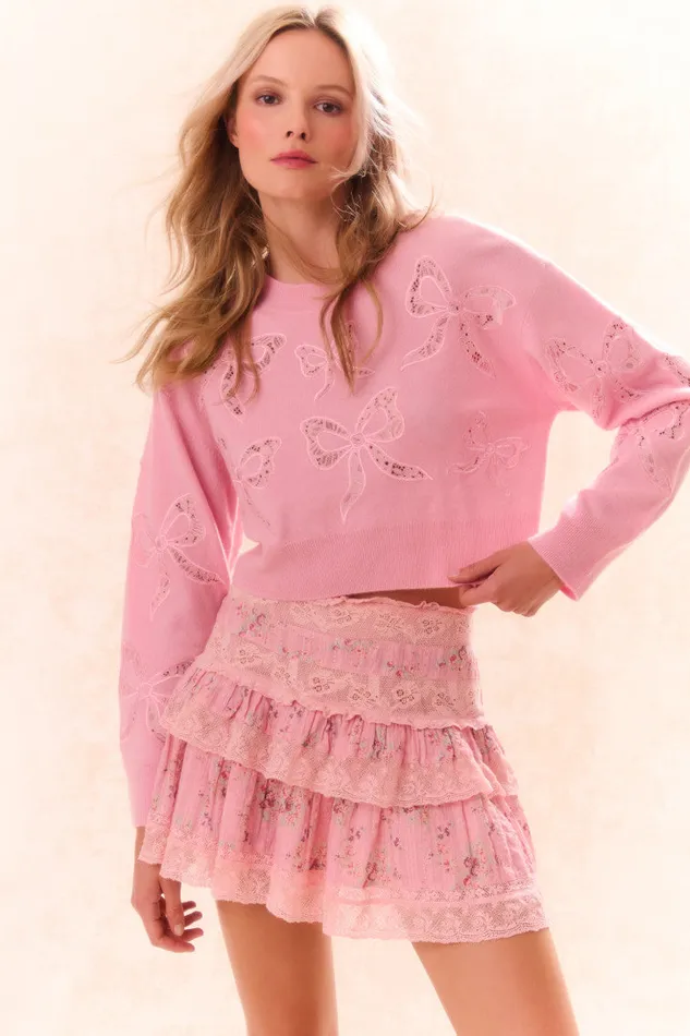 Skirts WomenKids LoveShackFancy Moyer Cotton Floral Mini Skirt Pink Dusk