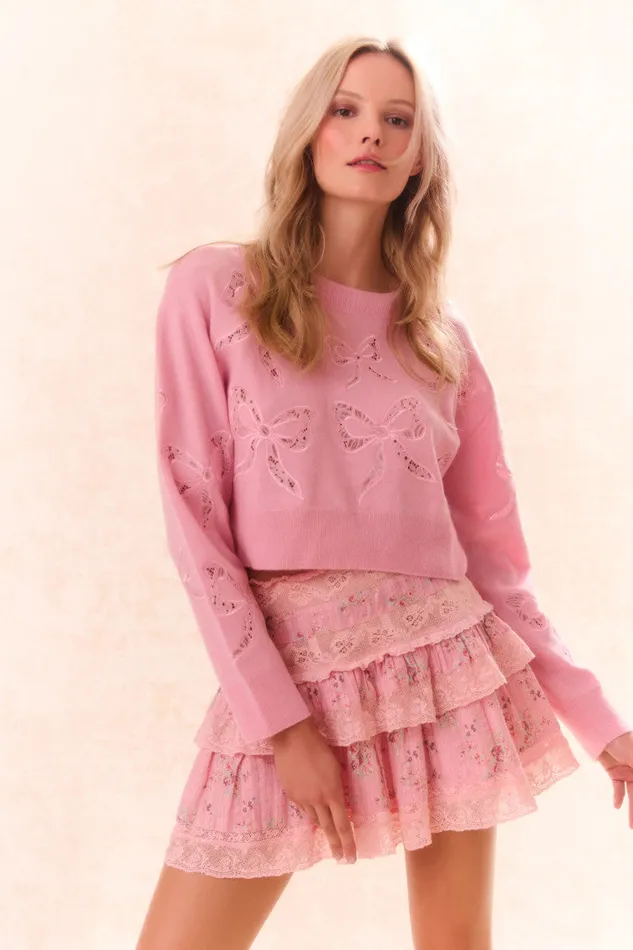 Skirts WomenKids LoveShackFancy Moyer Cotton Floral Mini Skirt Pink Dusk