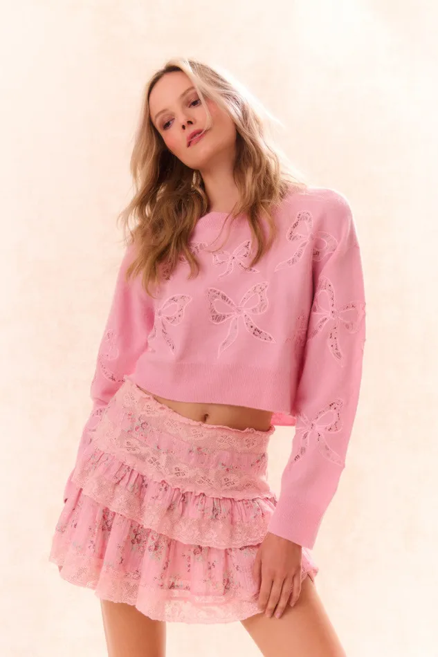 Skirts WomenKids LoveShackFancy Moyer Cotton Floral Mini Skirt Pink Dusk