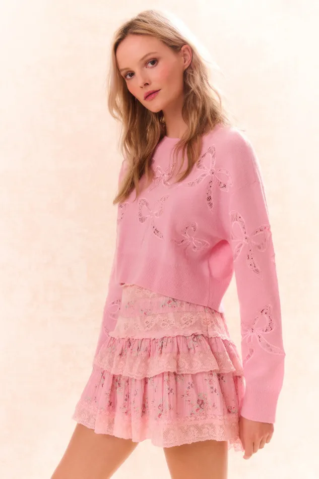 Skirts WomenKids LoveShackFancy Moyer Cotton Floral Mini Skirt Pink Dusk