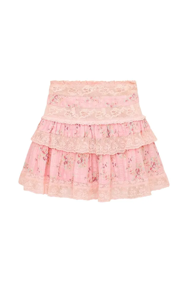 Skirts WomenKids LoveShackFancy Moyer Cotton Floral Mini Skirt Pink Dusk