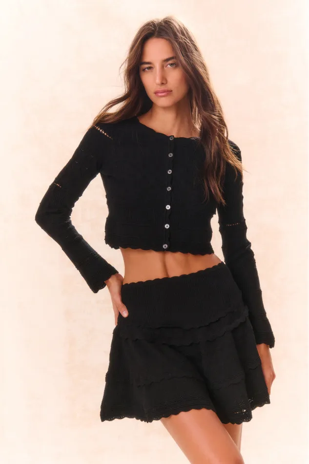 Skirts Women LoveShackFancy Colella Pointelle Knit Mini Skirt Black