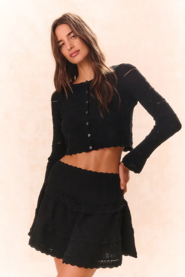 Skirts Women LoveShackFancy Colella Pointelle Knit Mini Skirt Black