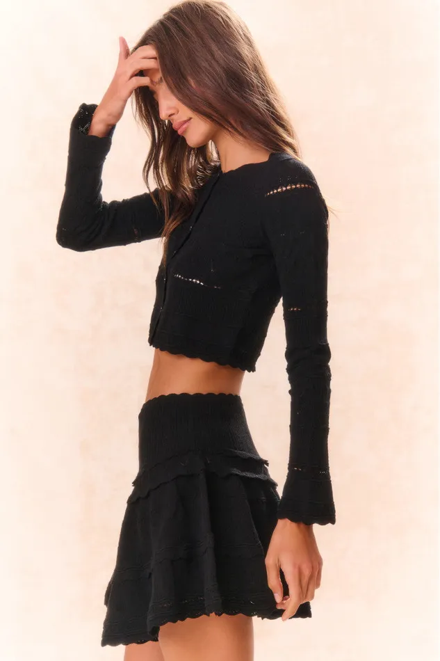 Skirts Women LoveShackFancy Colella Pointelle Knit Mini Skirt Black