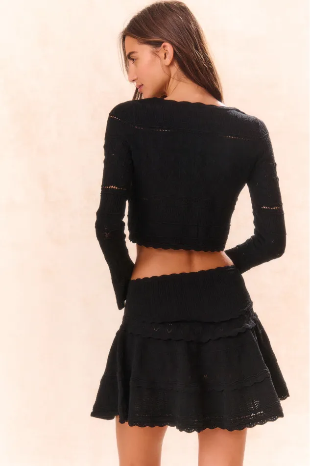 Skirts Women LoveShackFancy Colella Pointelle Knit Mini Skirt Black