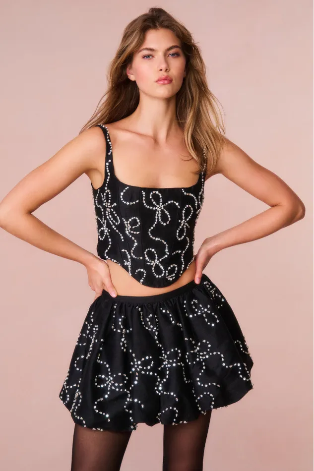 Skirts Women LoveShackFancy Flince Embellished Mini Bubble Skirt Black