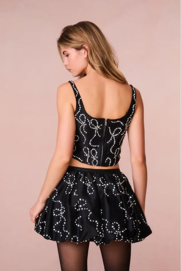 Skirts Women LoveShackFancy Flince Embellished Mini Bubble Skirt Black