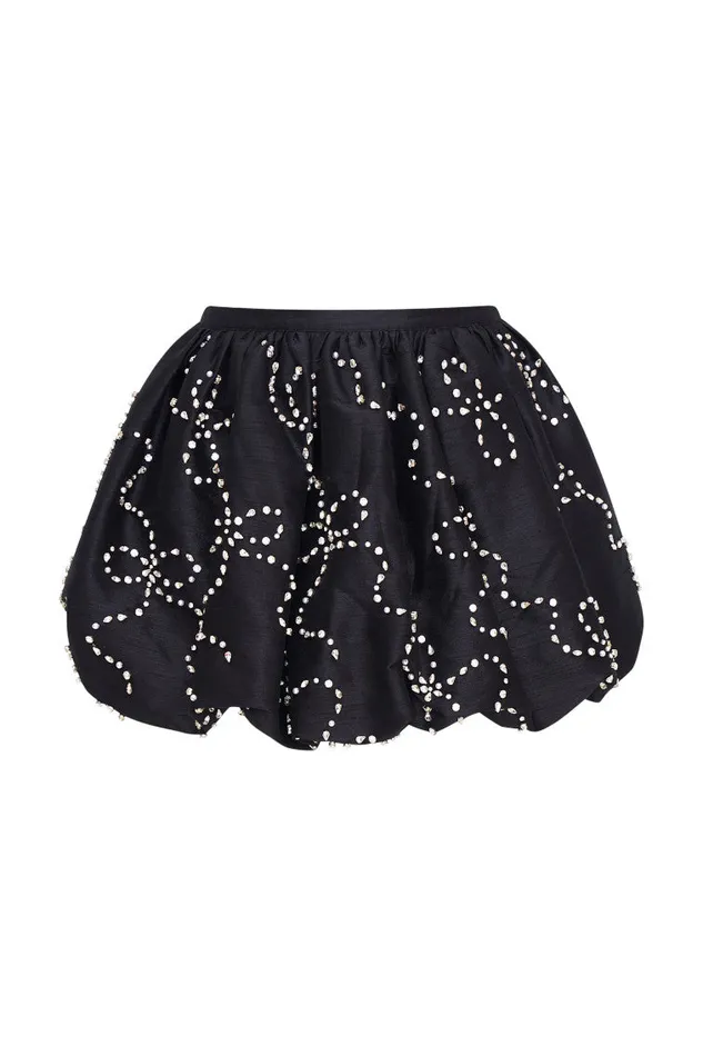 Skirts Women LoveShackFancy Flince Embellished Mini Bubble Skirt Black