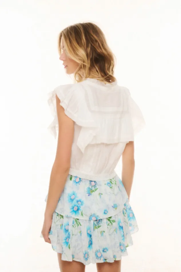 Skirts Women LoveShackFancy Ruffle Mini Floral Skirt Blueberry Cloud