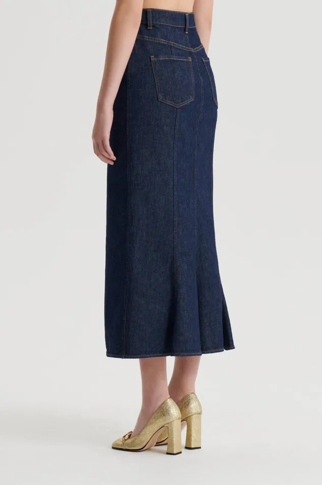 Skirts Women Scanlan Theodore DENIM FIVE POCKET PENCIL SKIRT Indigob Skirts Women Scanlan Theodore DENIM FIVE POCKET PENCIL SKIRT Indigob