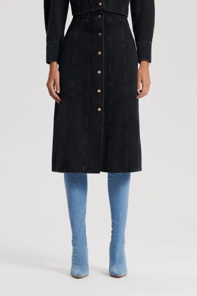 Skirts Women Scanlan Theodore DENIM PENCIL SKIRT Washedblackg Skirts Women Scanlan Theodore DENIM PENCIL SKIRT Washedblackg